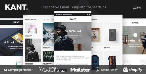 Kant - 面向初创企业的响应式电子邮件：50 多个部分 + MailChimp + Mailster + Shopify Notifications v2.6.0
