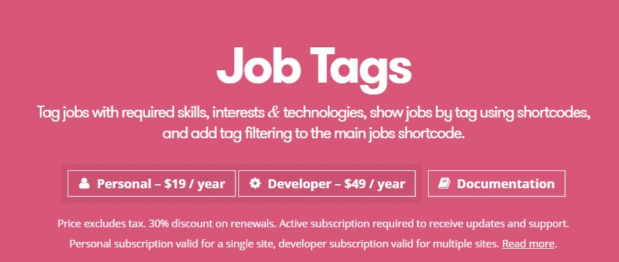 WP Job Manager Job Tags Add-on v2.3.0独家破解（已汉化）插图