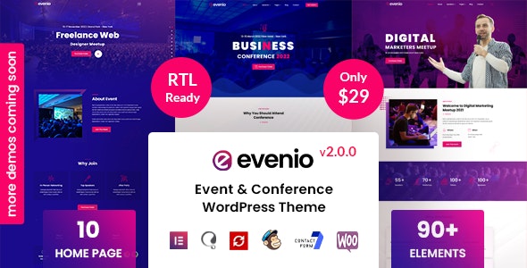 Evenio v2.0.9 - Event Conference WordPress Theme插图