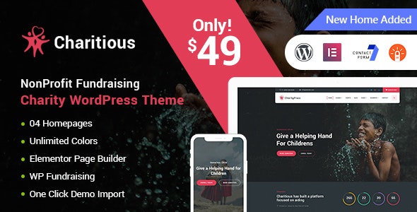 Charitious v3.4 - NonProfit Fundraising Charity WordPress Theme插图