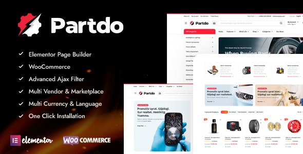 Partdo v1.2.9 - WooCommerce汽车零部件和工具店主题插图