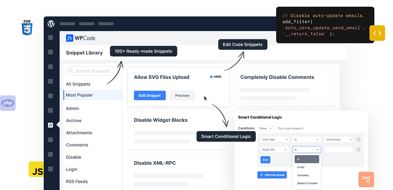 WPCode Pro v2.2.1（已汉化） - WordPress中轻松添加代码片段插件