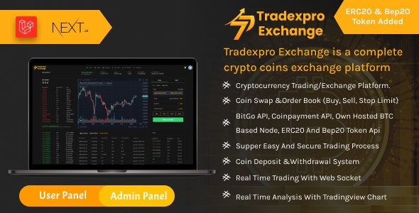 Tradexpro Exchange v1.8 - 加密买卖和交易平台，支持 ERC20 和 BEP20 代币