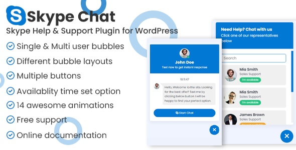 Skype Chat Support Pro WordPress Plugin v1.1.1插图