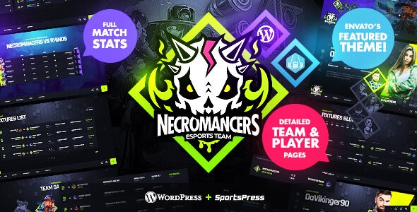 Necromancers v1.5.1 - 电子竞技和游戏团队 WordPress 主题插图