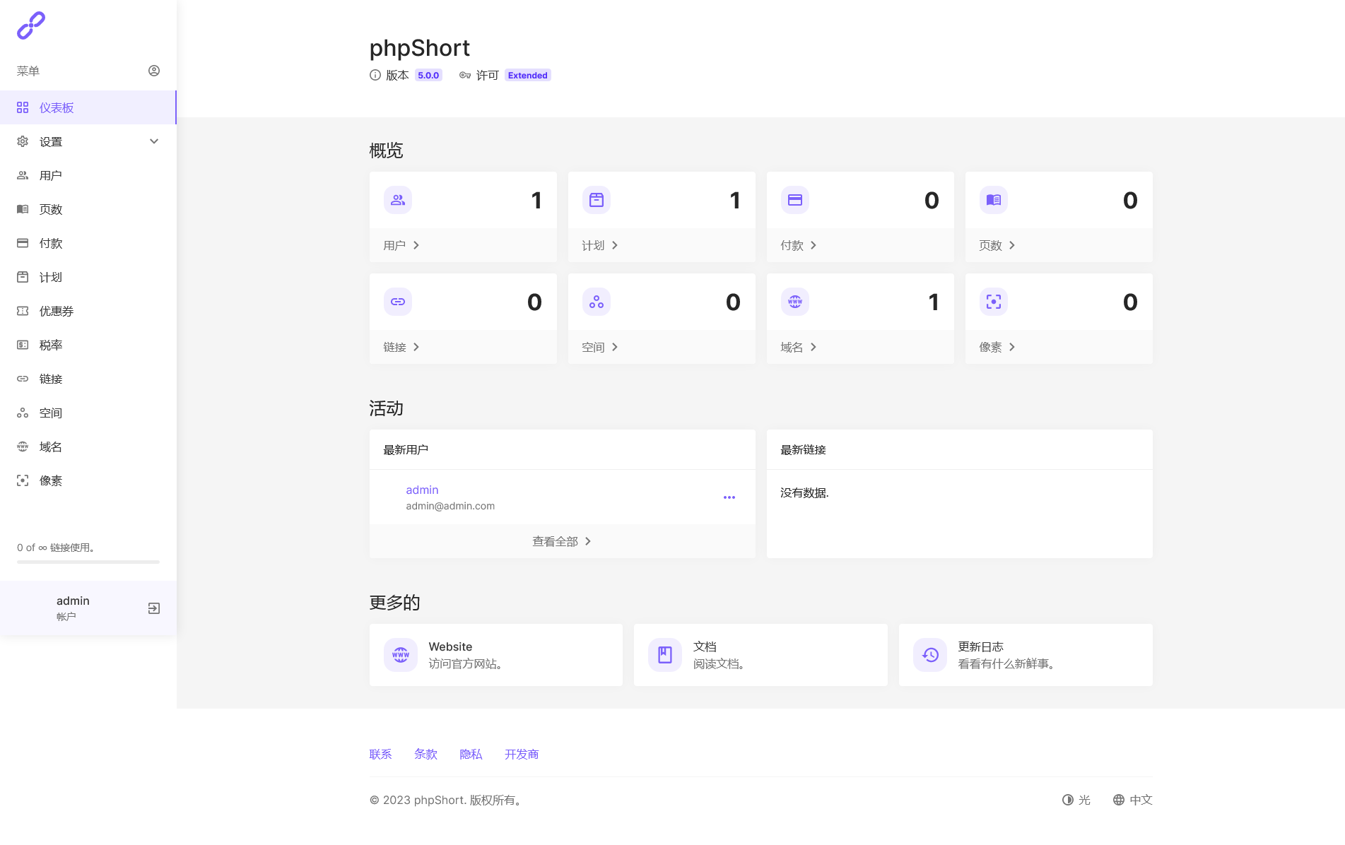 phpShort v5.1.0 v44破解版（已汉化） – PHP短网址源码插图(1)