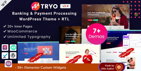 Tryo v3.4 - 银行、汇款和货币兑换 WordPress 主题