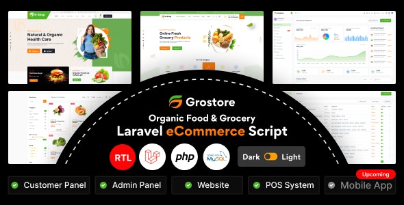 GroStore v4.0（已汉化） - 带有管理仪表板的食品和杂货 Laravel 电子商务插图