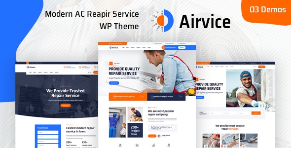 Airvice v1.1.6 - 空调维修服务 WordPress 主题插图