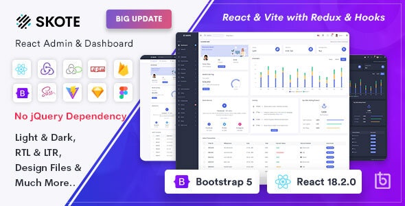 Skote v4.3.0 - React Admin & Dashboard Template + Sketch插图