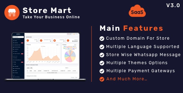 StoreMart SaaS v3.7 - 在线产品销售 SaaS 业务网站生成器插图