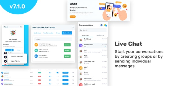 Chat v7.10 - Laravel 聊天应用程序（私人 + 群聊）- 实时聊天插图