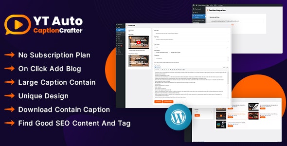 YT Auto Caption Crafter v1.0.0 – 视频内容生成器 WordPress 插件插图