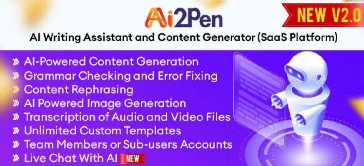 Ai2Pen v4.4 – 人工智能写作助手和内容生成器（SaaS 平台）插图