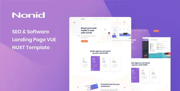 Nonid v1.0 - Vue Nuxt SEO 和软件登陆页面模板