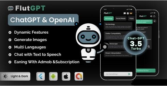 FlutGpt v2.2 - ChatGPT Flutter Full Application | Art Generator | ADMOB | Subscription Plan