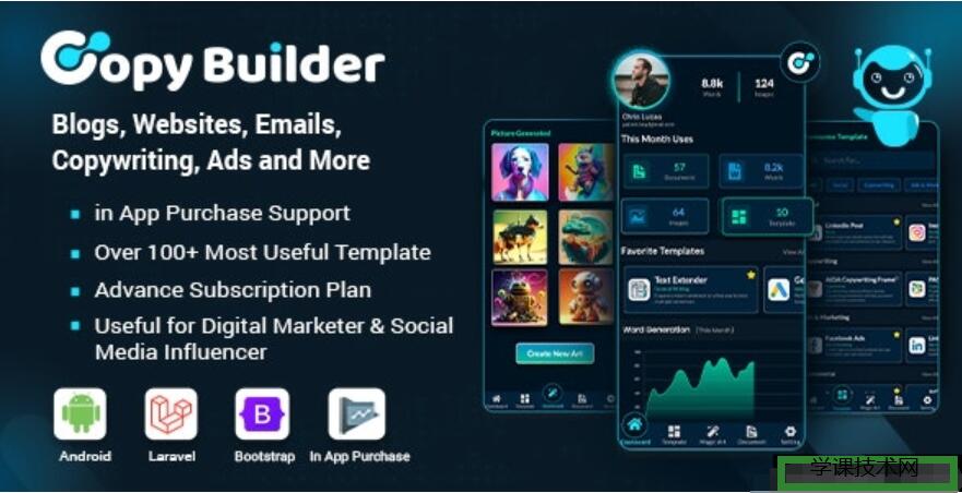 Copy Builder v2.0 - OpenAI ChatGPT AI Writing Assistant, AI Image Generator, and Content Creator as SaaS