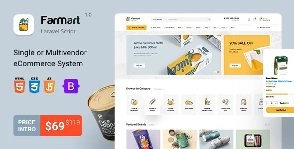 Farmart V1.21.5（已汉化97%） - Single or Multivendor Laravel eCommerce System