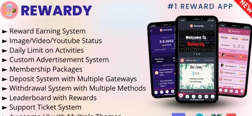 Rewardy v1.2 - Status App with Reward Points + PWA + Backend