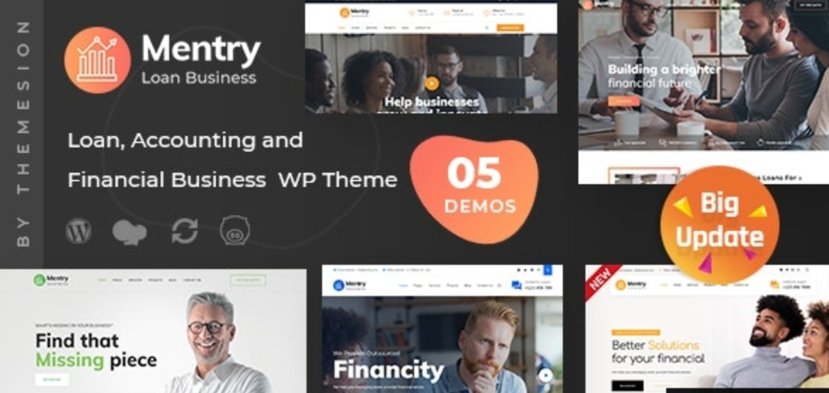 Mentry v2.7 - WordPress贷款和金融主题插图