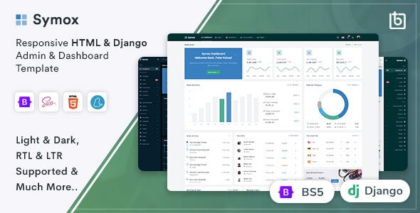 Symox v1.0 - Django 管理和仪表板模板插图