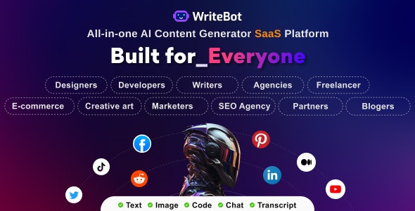 WriteBot v4.7.0（已汉化） - AI 内容生成器 SaaS 平台插图