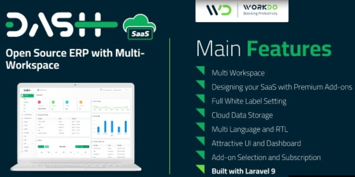 WorkDo Dash SaaS v4.5（已汉化85%） - Open Source ERP with Multi-Workspace