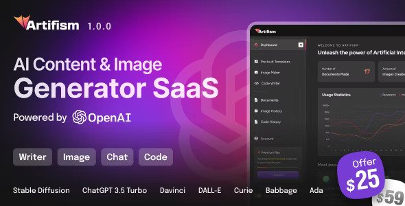 Artifism v2.4.0 – AI Content & Image Generator SaaS插图