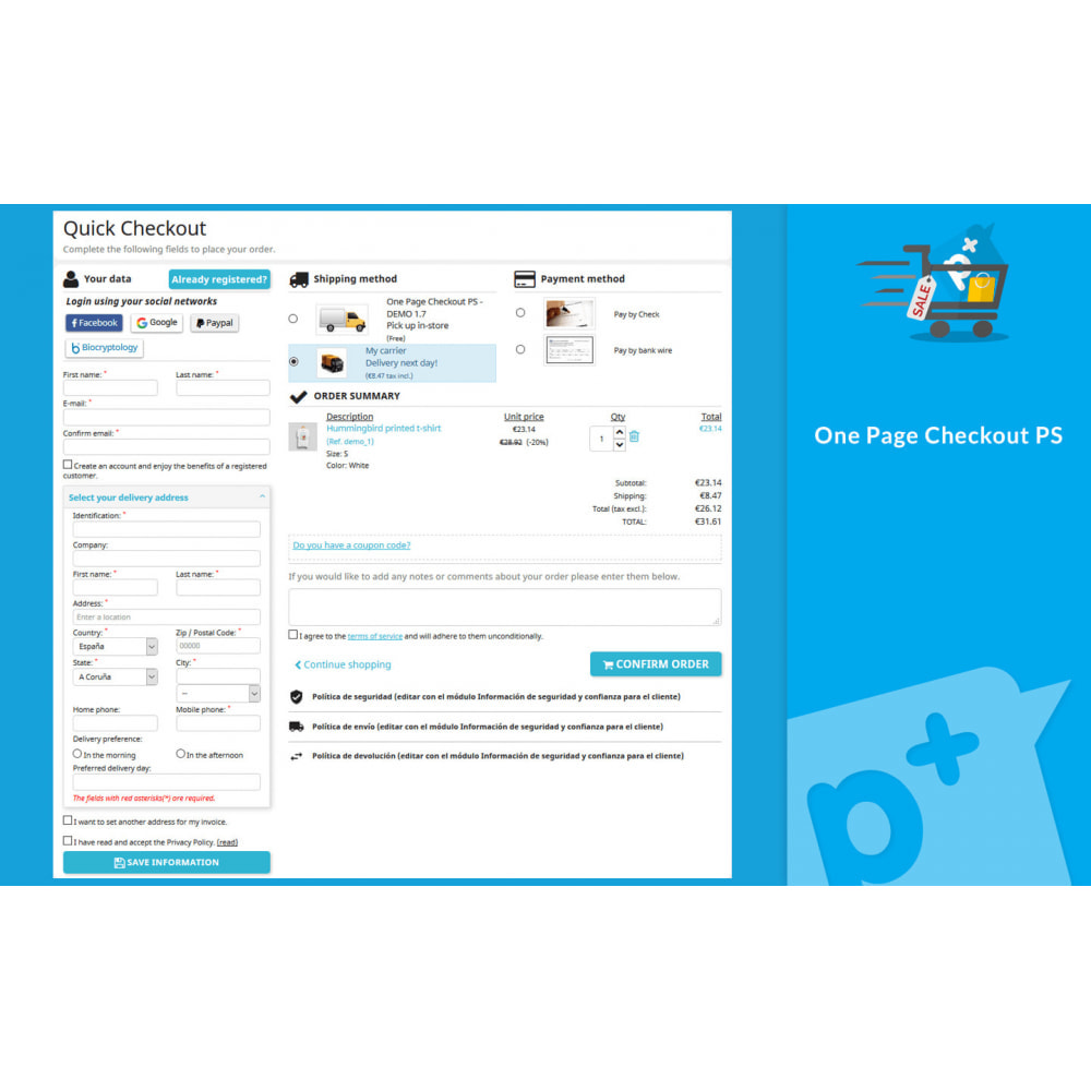 PrestaShop One Page Checkout PS (Easy, Fast & Intuitive) v4.1.8插图