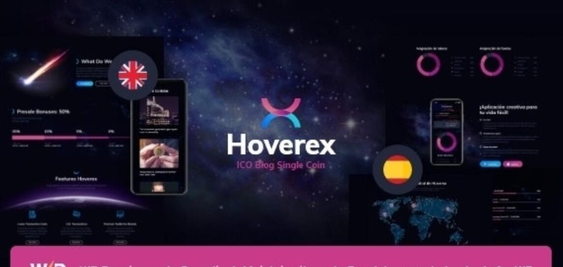 Hoverex v1.5.8 - Cryptocurrency, NFT & ICO WordPress Theme + Spanish