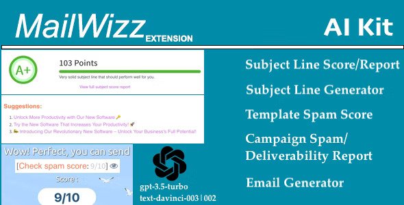 Mailwizz AI Kit v0.0.4 – 使用支持 chatGPT 的 AI 内容生成器对垃圾邮件和主题行进行评分插图