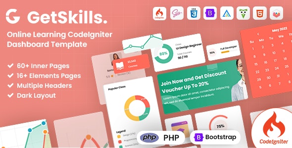 GetSkills v1.1 - 在线学习 Codeigniter 管理仪表板