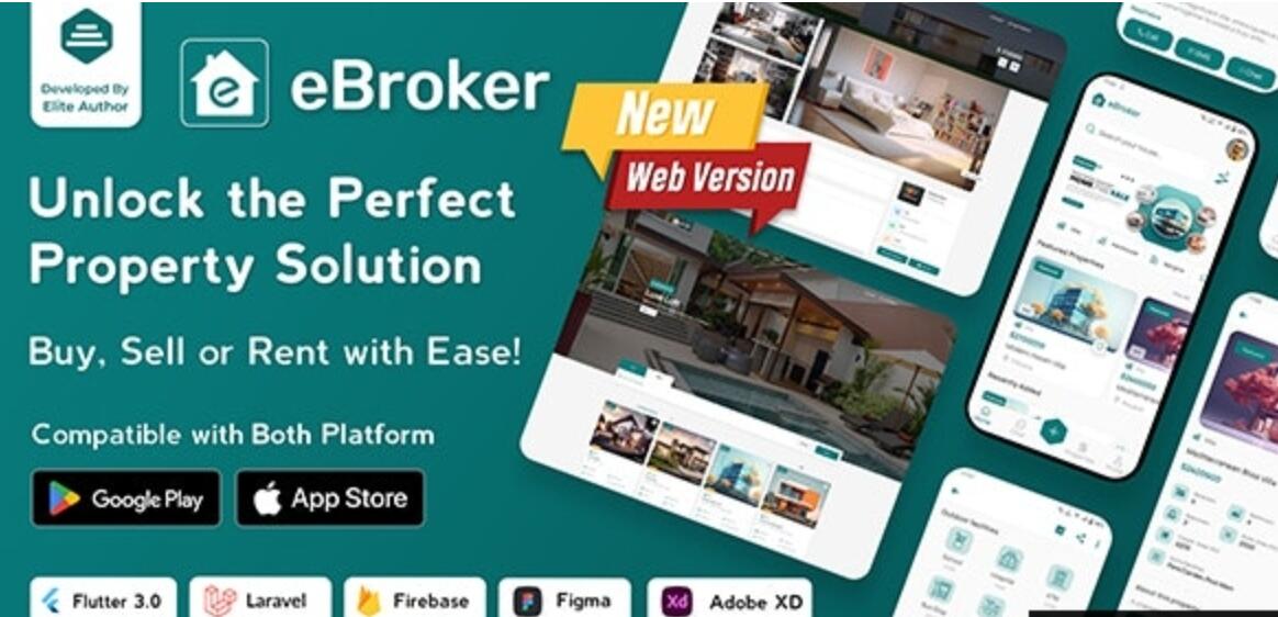 eBroker v1.1.4（后端已汉化80%） - 带有 Laravel 管理面板的房地产买卖 Flutter 应用程序插图