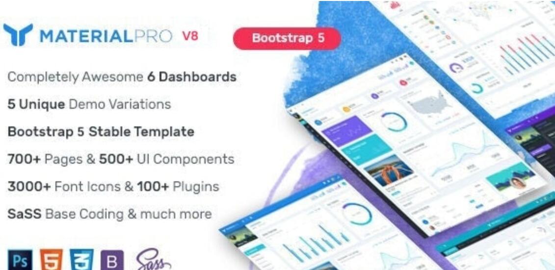 MaterialPro v8.1 - Material Design Bootstrap 5 管理模板插图