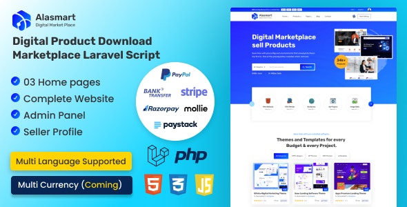 Alasmart v1.3.1 - 数字产品下载市场 Laravel源码插图