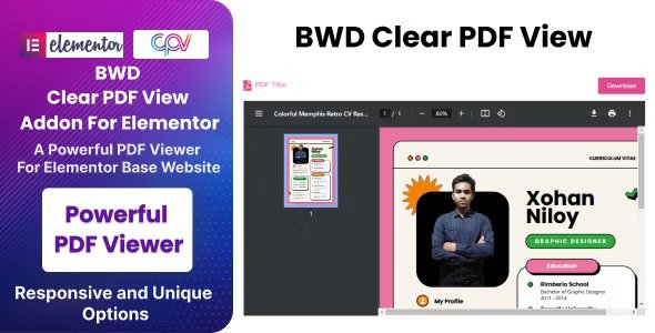 BWD Clear PDF View Addon For Elementor v1.0插图