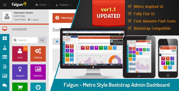 Falgun v1.1.0 - Metro Style Bootstrap Admin Dashboard插图