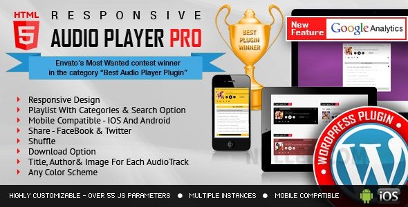 Responsive HTML5 Audio Player PRO  v3.5.7（已汉化） - WordPress音频播放器插件