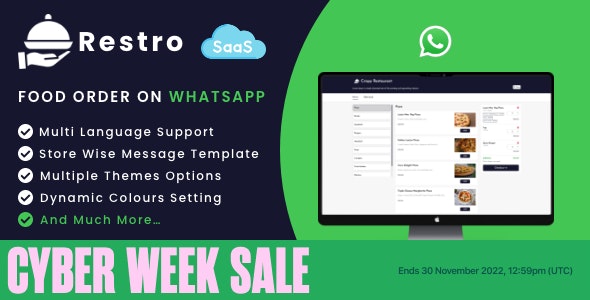 Restro SaaS v3.7 - Multi Restaurant Online WhatsApp Food Ordering System SaaS