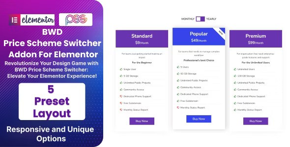 BWD Pricing Scheme Switcher Addon For Elementor v1.0.0