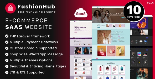 FashionHub SaaS v3.6 - 无缝在线业务的电子商务网站构建器