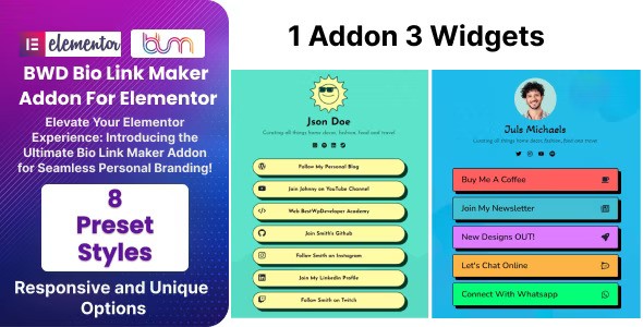 BWD Bio Link Maker Addon For Elementor v1.0插图