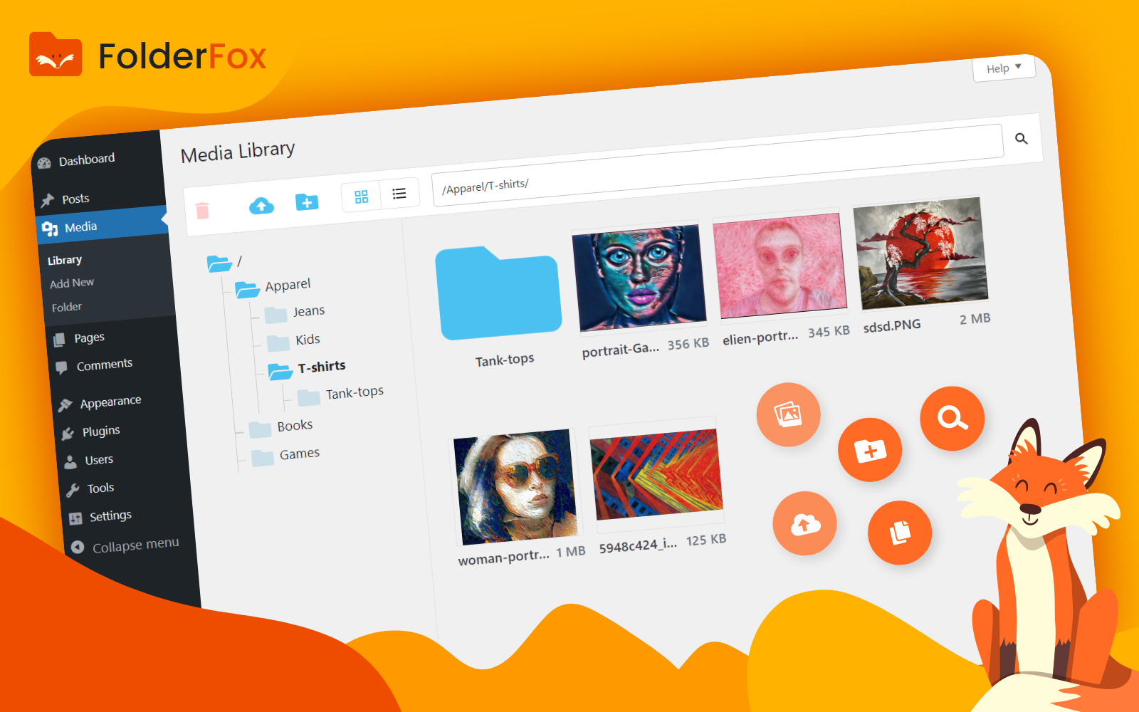 Folder Fox v0.1 - WordPress 媒体文件夹搜索插件插图