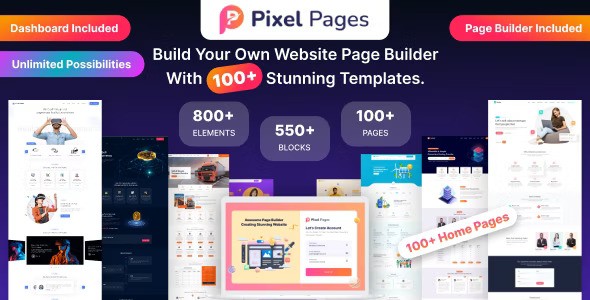 PixelPages v1.0.3 – 适用于 HTML 模板的 SAAS 应用程序网站生成器插图