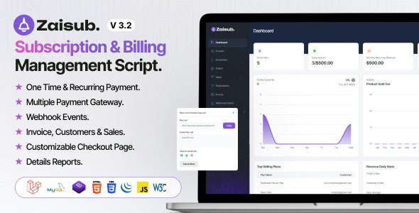 Zaisub v3.2  - Subscription & Billing Management Laravel Script插图