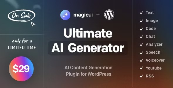 MagicAI for WordPress v1.4 – AI Text, Image, Chat, Code, and Voice Generator插图