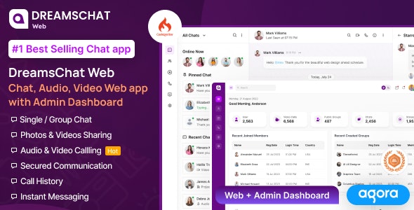 DreamsChat Web v2.0 - 带有管理仪表板的聊天、音频、视频 Web 应用程序