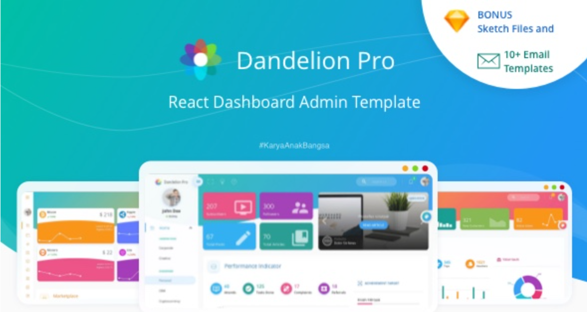 Dandelion Pro v2.5.5 - React 管理仪表板模板