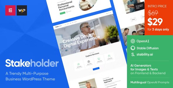 Stakeholder v1.0 – WordPress 商业主题插图