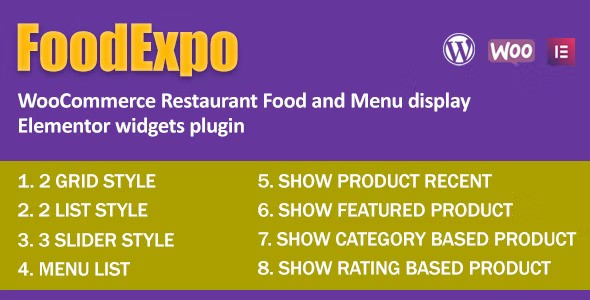 FoodExpo v1.0 – WooCommerce 餐厅食品菜单显示 Elementor 小部件插件插图